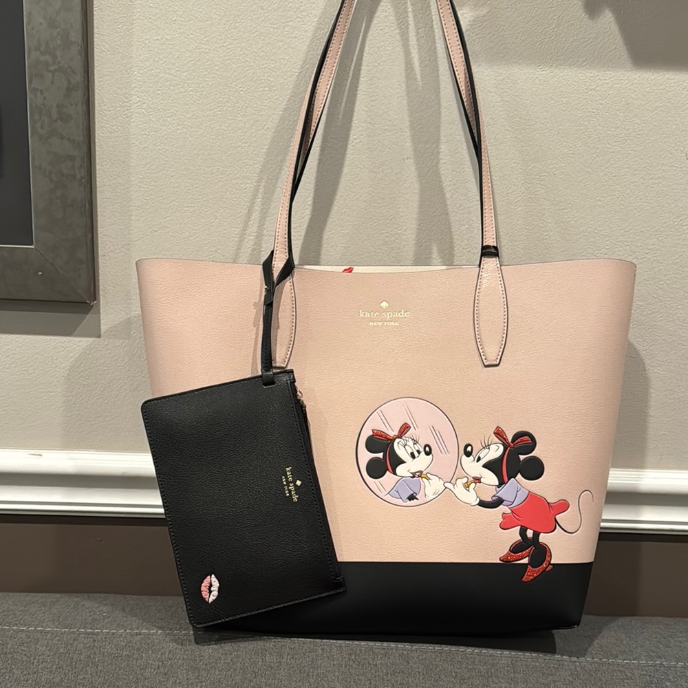 Kate Spade Pink and Black Tote Bag with Playful Design